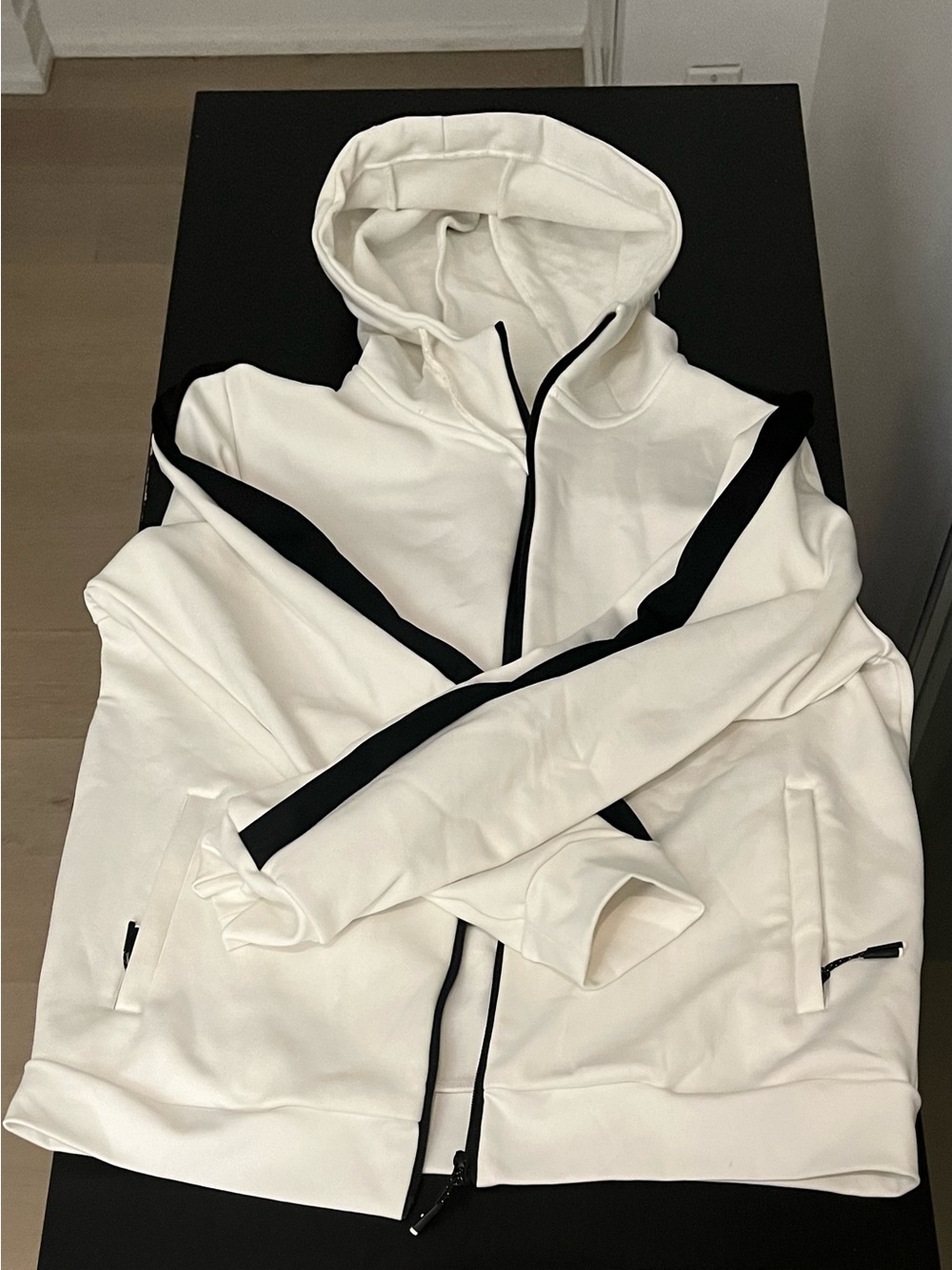 White Hoodie with Black Trim